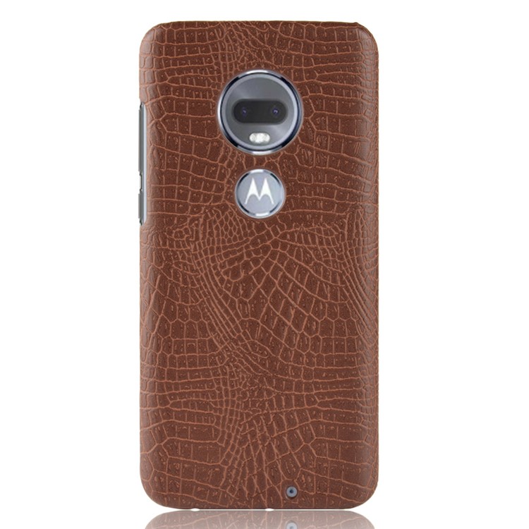 Crocodile Texture PU Leather Coated PC Phone Case for Motorola Moto G7 / G7 Plus - Brown-4
