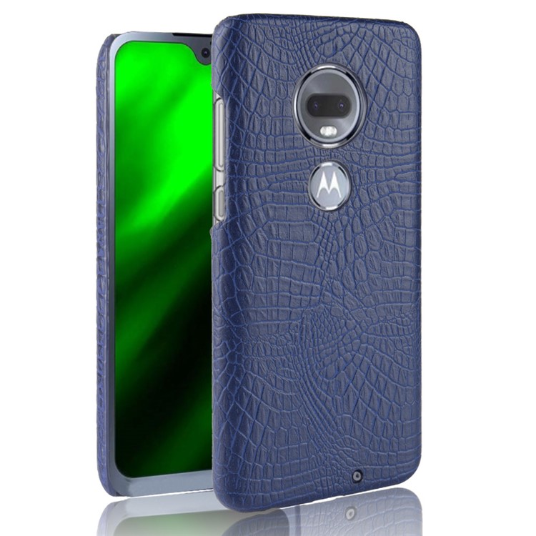 Crocodile Texture PU Leather Coated PC Phone Case for Motorola Moto G7 / G7 Plus - Dark Blue-1