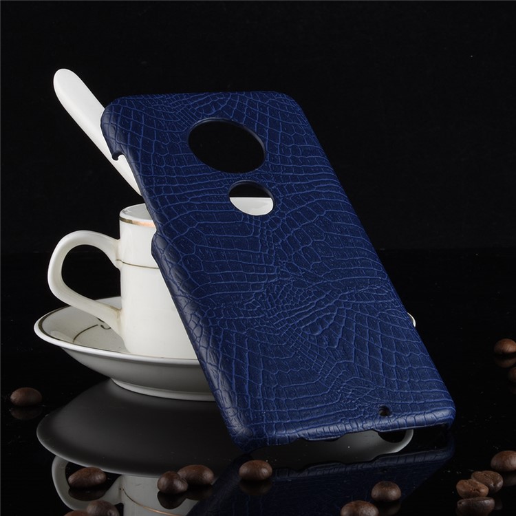 Crocodile Texture PU Leather Coated PC Phone Case for Motorola Moto G7 / G7 Plus - Dark Blue-2