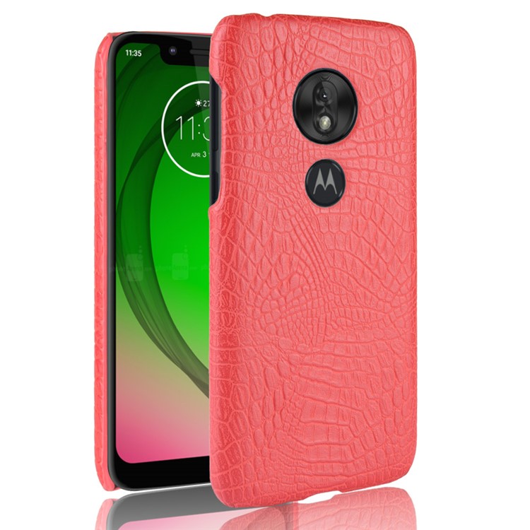 Crocodile Texture PU Leather Coated PC Phone Case for Motorola Moto G7 Play US Version - Red-1