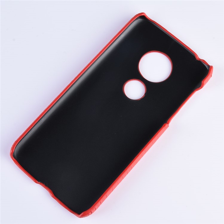 Crocodile Texture PU Leather Coated PC Phone Case for Motorola Moto G7 Play US Version - Red-5