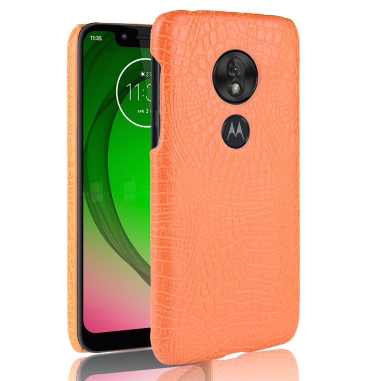 Crocodile Texture PU Leather Coated PC Phone Case for Motorola Moto G7 Play US Version - Orange-1