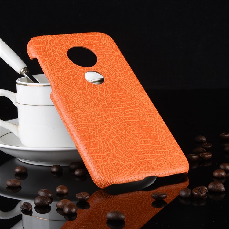 Crocodile Texture PU Leather Coated PC Phone Case for Motorola Moto G7 Play US Version - Orange-2