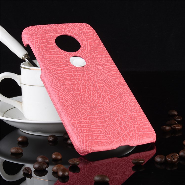 Crocodile Texture PU Leather Coated PC Phone Case for Motorola Moto G7 Play US Version - Pink-2