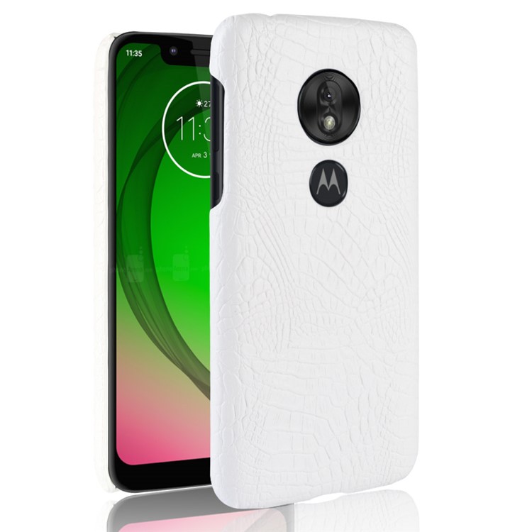 Crocodile Texture PU Leather Coated PC Phone Case for Motorola Moto G7 Play US Version - White-1