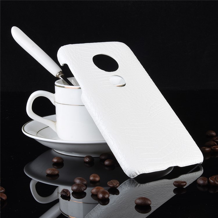 Crocodile Texture PU Leather Coated PC Phone Case for Motorola Moto G7 Play US Version - White-2