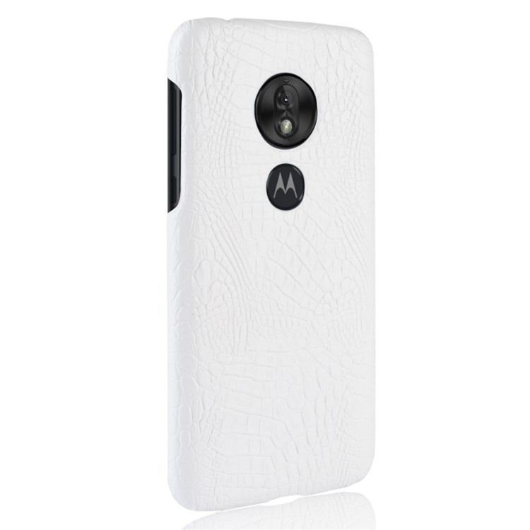 Crocodile Texture PU Leather Coated PC Phone Case for Motorola Moto G7 Play US Version - White-4