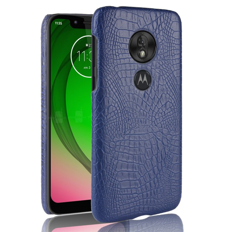 Crocodile Texture PU Leather Coated PC Phone Case for Motorola Moto G7 Play US Version - Dark Blue-1