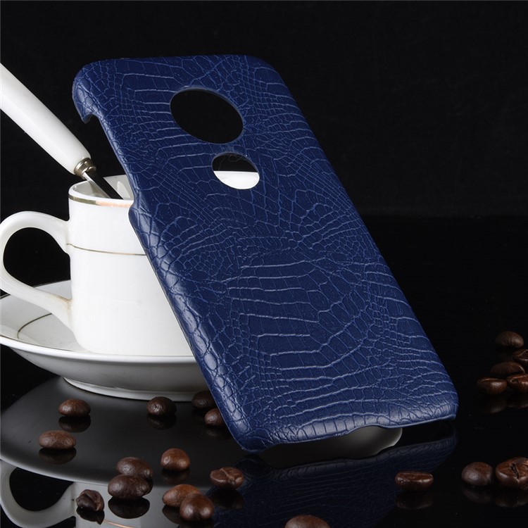 Crocodile Texture PU Leather Coated PC Phone Case for Motorola Moto G7 Play US Version - Dark Blue-2