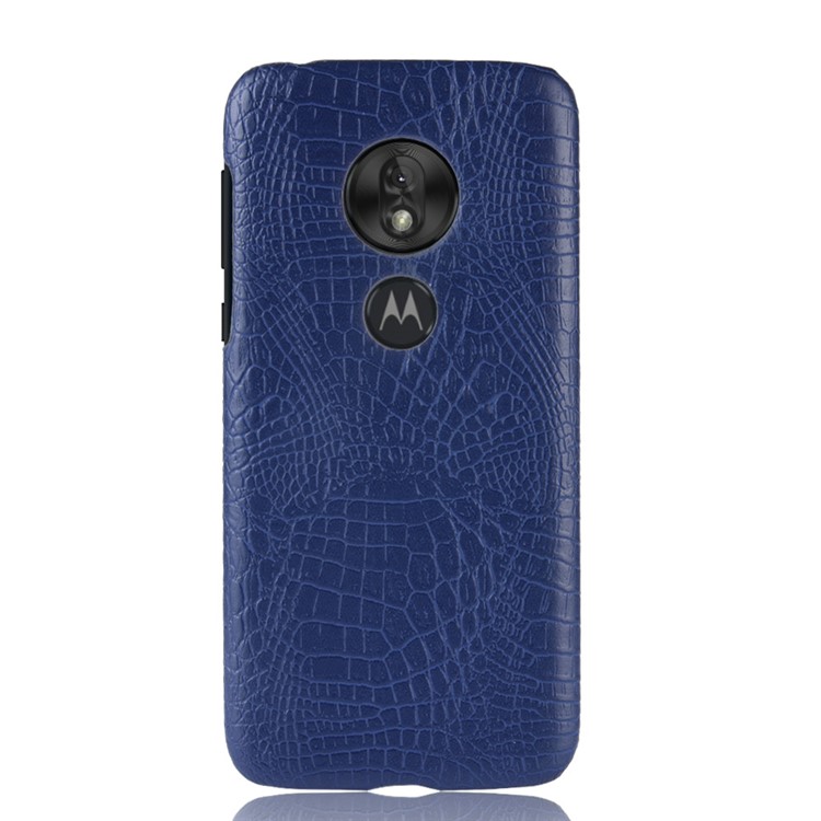 Crocodile Texture PU Leather Coated PC Phone Case for Motorola Moto G7 Play US Version - Dark Blue-3