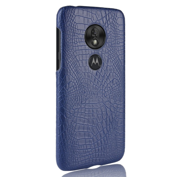 Crocodile Texture PU Leather Coated PC Phone Case for Motorola Moto G7 Play US Version - Dark Blue-4