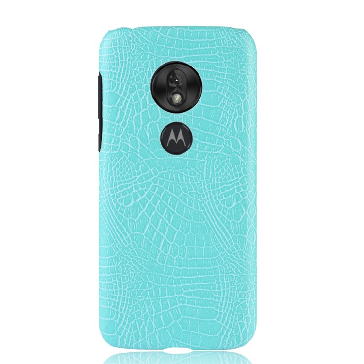 Crocodile Texture PU Leather Coated PC Phone Case for Motorola Moto G7 Play US Version - Cyan-3
