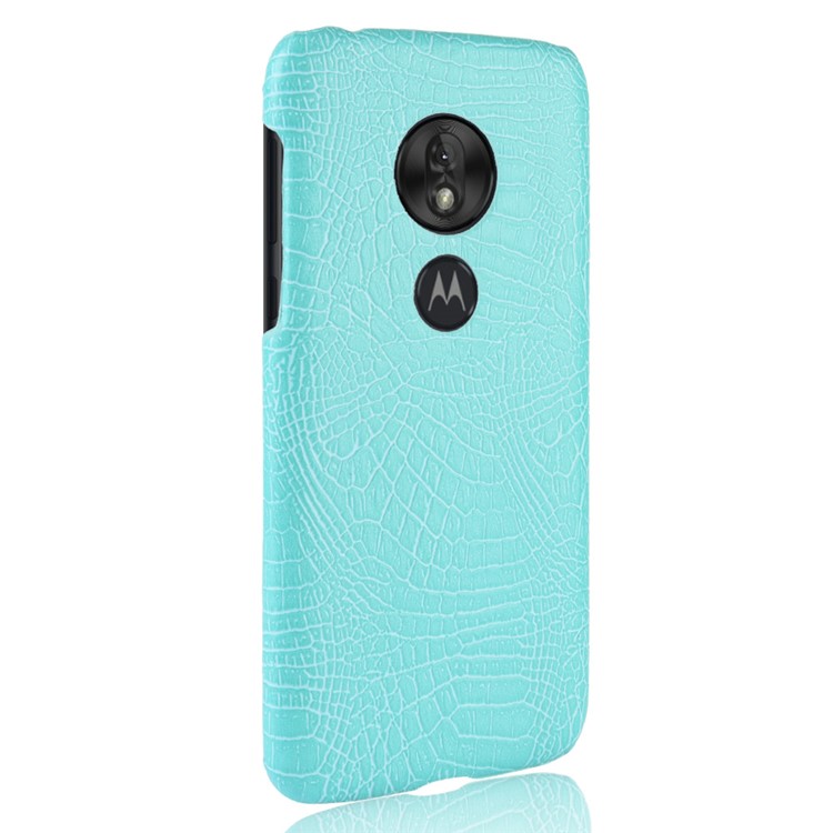 Crocodile Texture PU Leather Coated PC Phone Case for Motorola Moto G7 Play US Version - Cyan-4