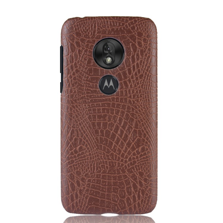 Crocodile Texture PU Leather Coated PC Phone Case for Motorola Moto G7 Play US Version - Brown-3