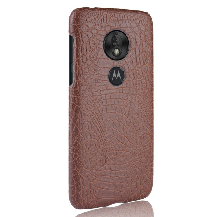 Crocodile Texture PU Leather Coated PC Phone Case for Motorola Moto G7 Play US Version - Brown-4