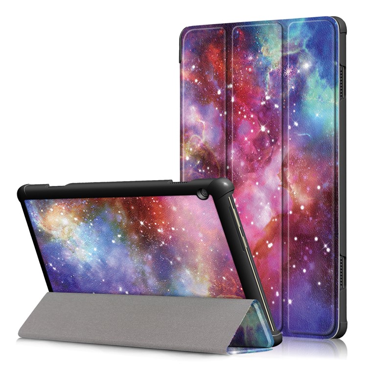 Pattern Printing Tri-fold Stand PU Leather Cover for Lenovo Tab M10 TB-X605F - Universe-1