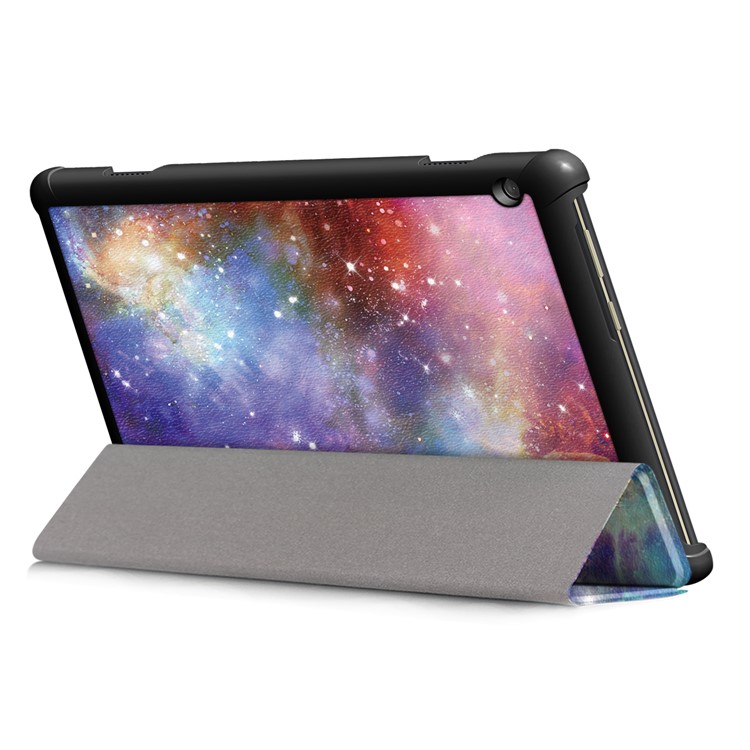 Pattern Printing Tri-fold Stand PU Leather Cover for Lenovo Tab M10 TB-X605F - Universe-6