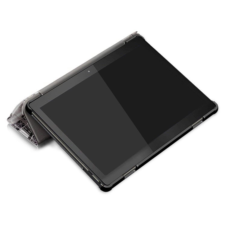Pattern Printing Tri-fold Stand PU Leather Cover for Lenovo Tab M10 TB-X605F - Eiffel Tower and Map-7