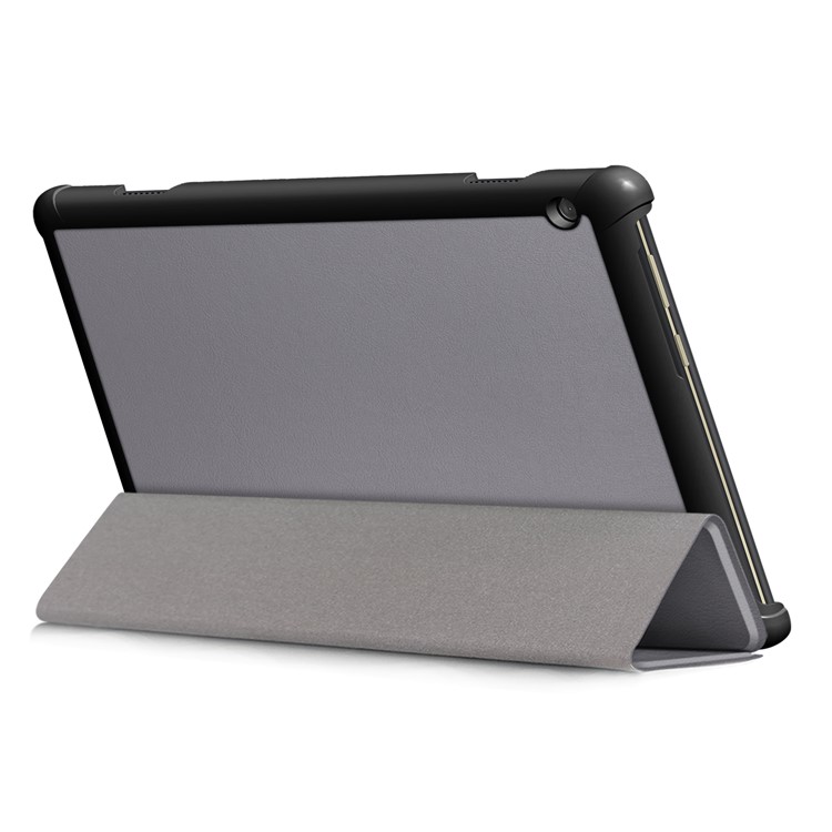 Tri-fold Stand Leather Case for Lenovo Tab M10 TB-X605F - Grey-6