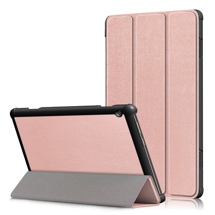 Tri-fold Stand Leather Case for Lenovo Tab M10 TB-X605F - Pink-1