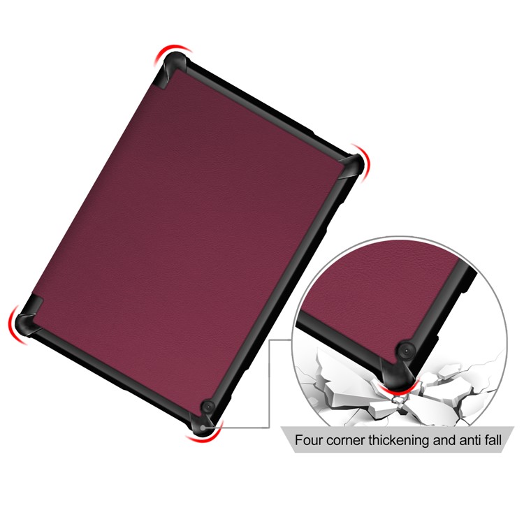 Tri-fold Stand Leather Case for Lenovo Tab M10 TB-X605F - Wine Red-2