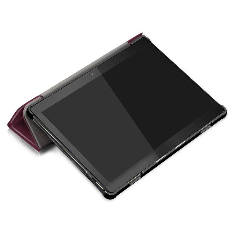 Tri-fold Stand Leather Case for Lenovo Tab M10 TB-X605F - Wine Red-3