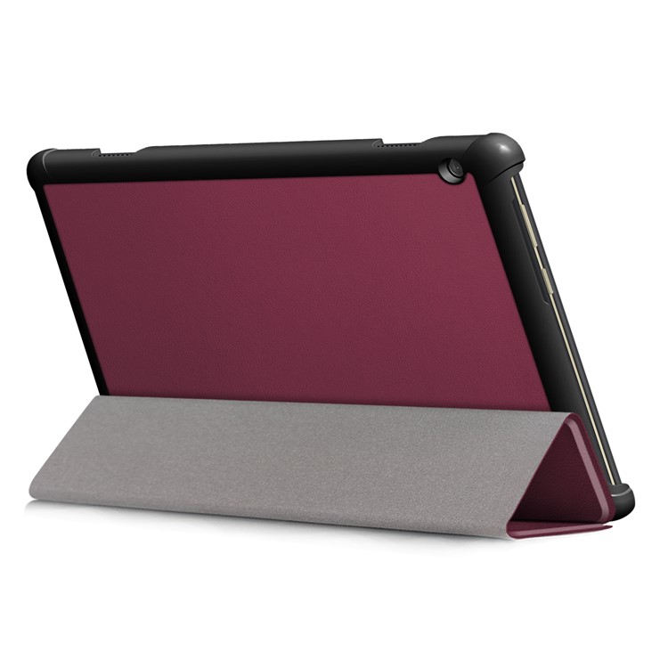Tri-fold Stand Leather Case for Lenovo Tab M10 TB-X605F - Wine Red-4