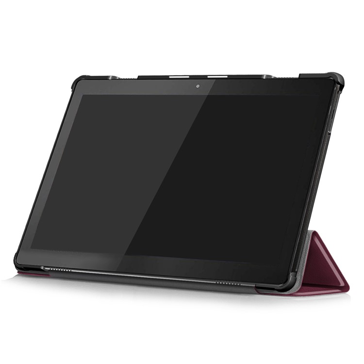 Tri-fold Stand Leather Case for Lenovo Tab M10 TB-X605F - Wine Red-5