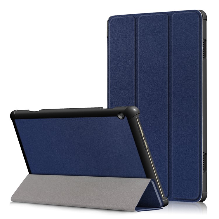 Tri-fold Stand Leather Case for Lenovo Tab M10 TB-X605F - Blue-1