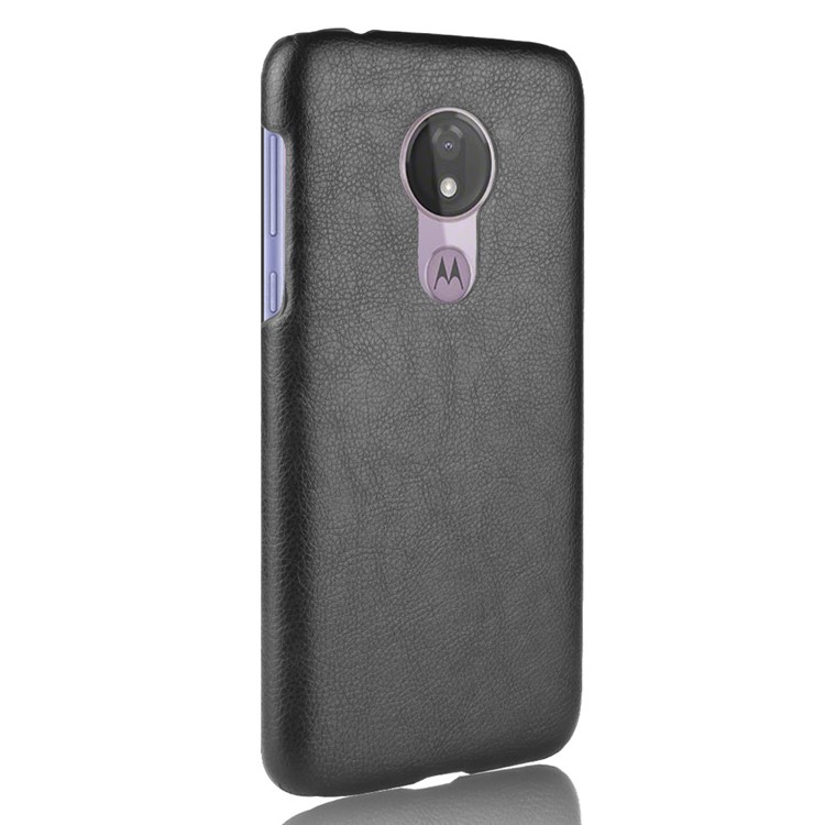 Litchi Texture PU Leather Coated PC Case for Motorola Moto G7 Power (US Version) - Black-4