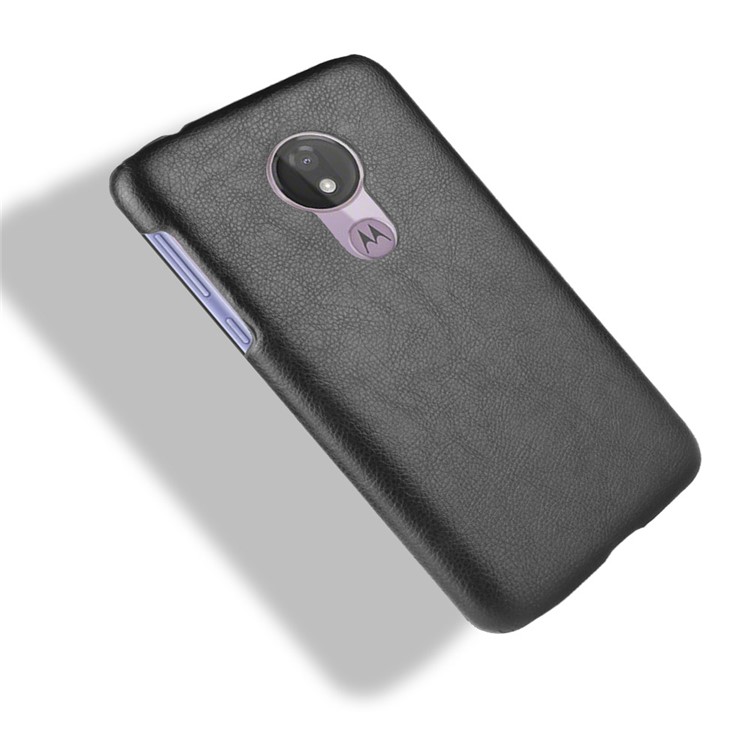 Litchi Texture PU Leather Coated PC Case for Motorola Moto G7 Power (US Version) - Black-5