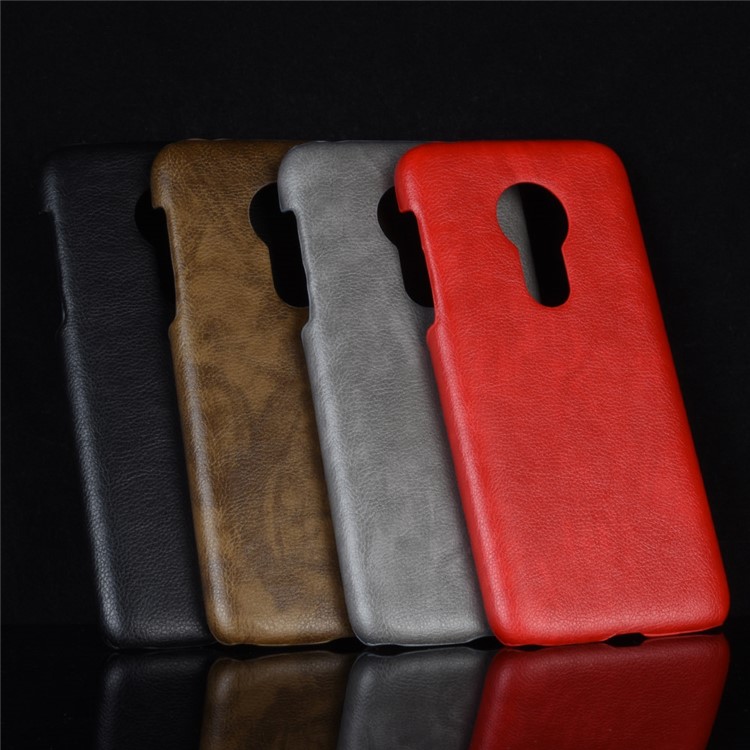 Litchi Texture PU Leather Coated PC Case for Motorola Moto G7 Power (US Version) - Black-6