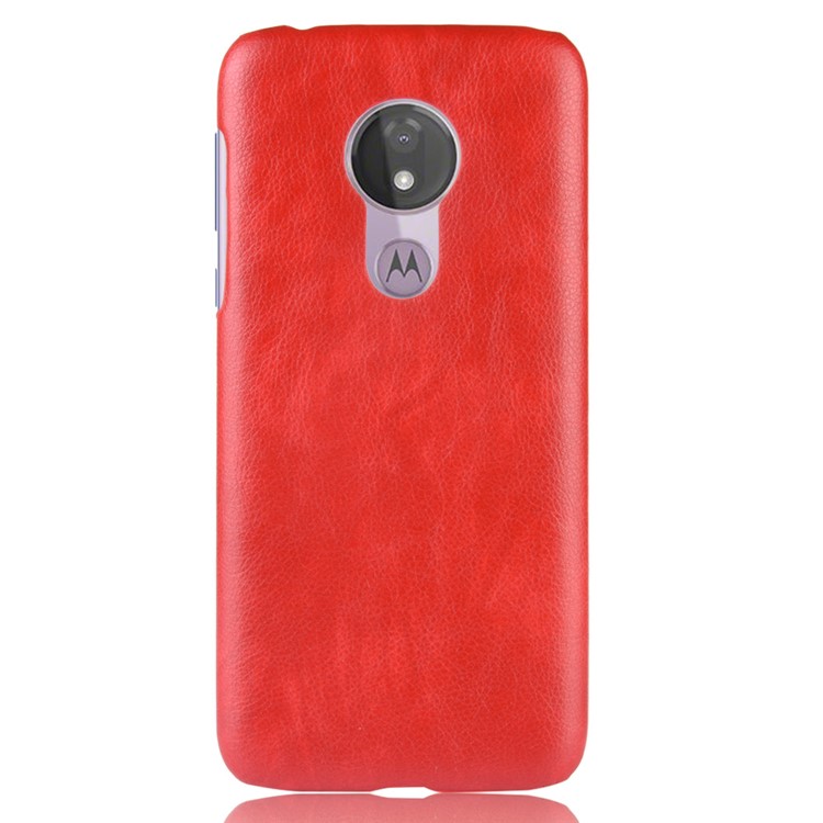 Litchi Texture PU Leather Coated PC Case for Motorola Moto G7 Power (US Version) - Red-3