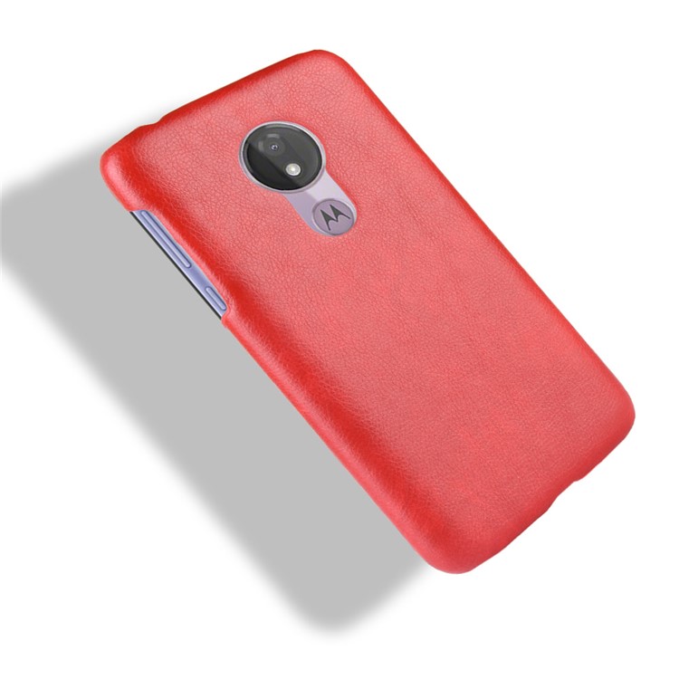 Litchi Texture PU Leather Coated PC Case for Motorola Moto G7 Power (US Version) - Red-5
