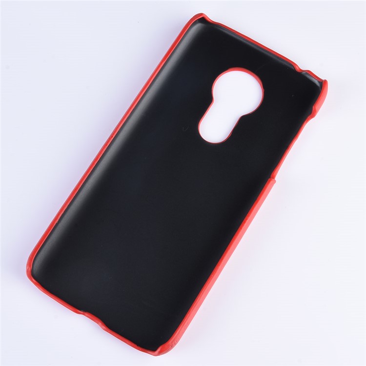 Litchi Texture PU Leather Coated PC Case for Motorola Moto G7 Power (US Version) - Red-6
