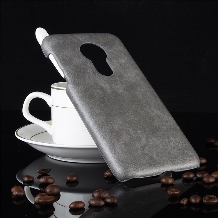 Litchi Texture PU Leather Coated PC Case for Motorola Moto G7 Power (US Version) - Grey-2
