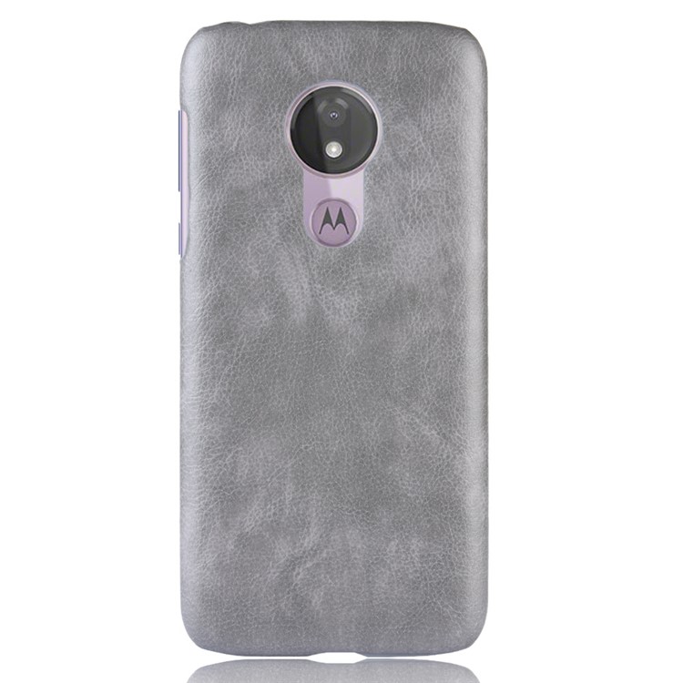 Litchi Texture PU Leather Coated PC Case for Motorola Moto G7 Power (US Version) - Grey-3