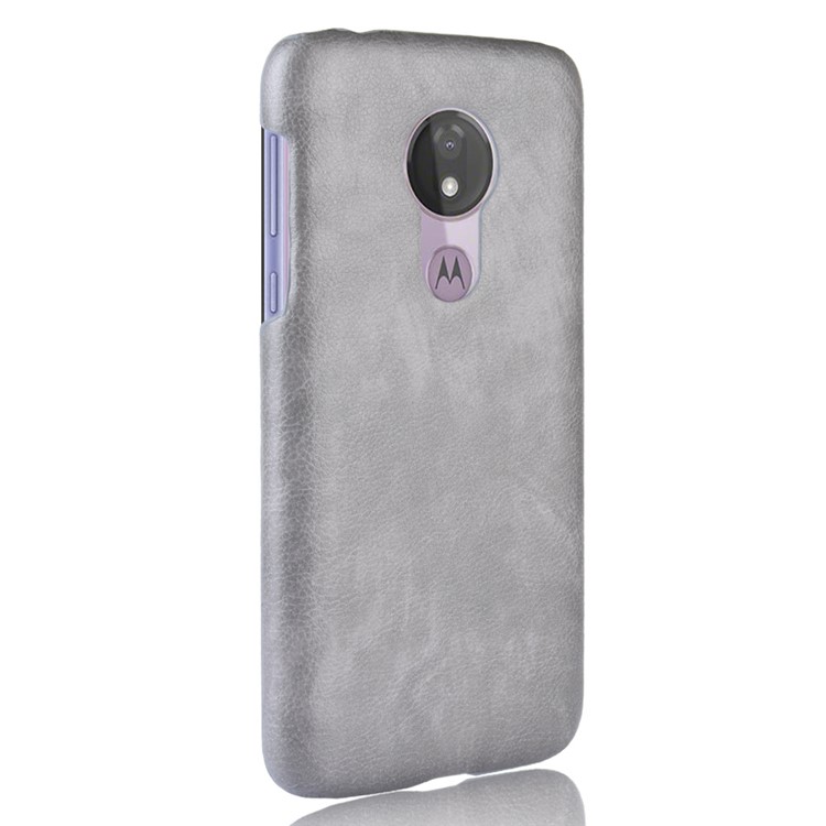 Litchi Texture PU Leather Coated PC Case for Motorola Moto G7 Power (US Version) - Grey-4
