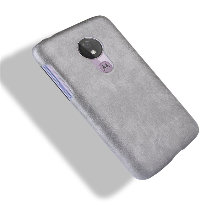 Litchi Texture PU Leather Coated PC Case for Motorola Moto G7 Power (US Version) - Grey-5
