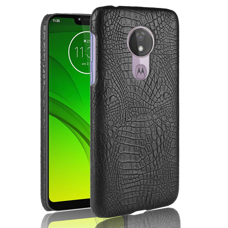 Crocodile Texture PU Leather Coated PC Phone Cover for Motorola Moto G7 Power (US Version) - Black-1