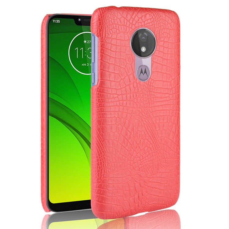 Crocodile Texture PU Leather Coated PC Phone Cover for Motorola Moto G7 Power (US Version) - Red-1