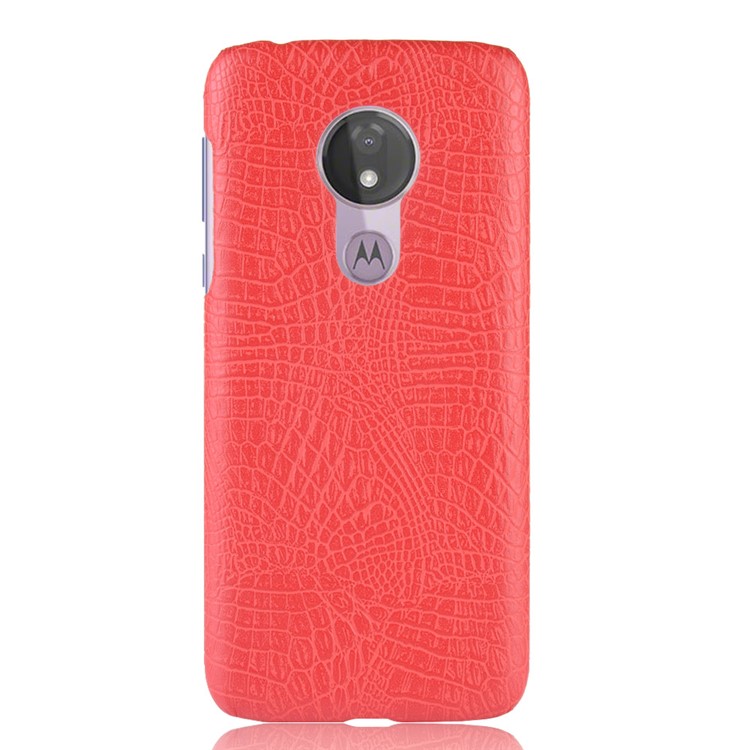 Crocodile Texture PU Leather Coated PC Phone Cover for Motorola Moto G7 Power (US Version) - Red-3