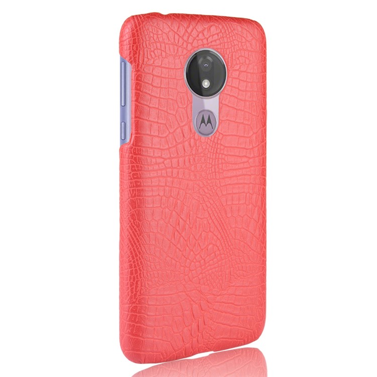 Crocodile Texture PU Leather Coated PC Phone Cover for Motorola Moto G7 Power (US Version) - Red-4