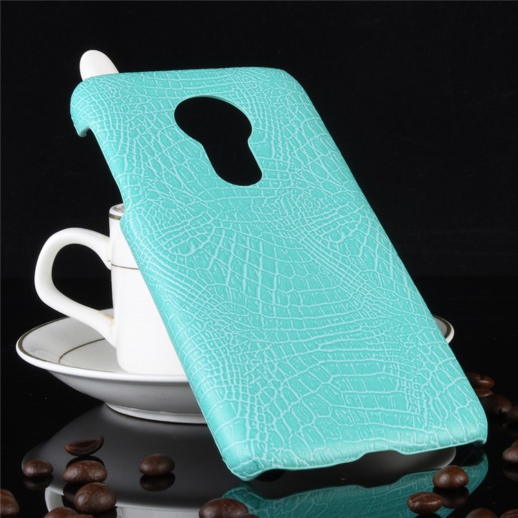 Crocodile Texture PU Leather Coated PC Phone Cover for Motorola Moto G7 Power (US Version) - Cyan-2