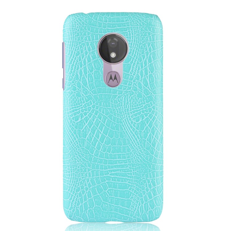 Crocodile Texture PU Leather Coated PC Phone Cover for Motorola Moto G7 Power (US Version) - Cyan-3