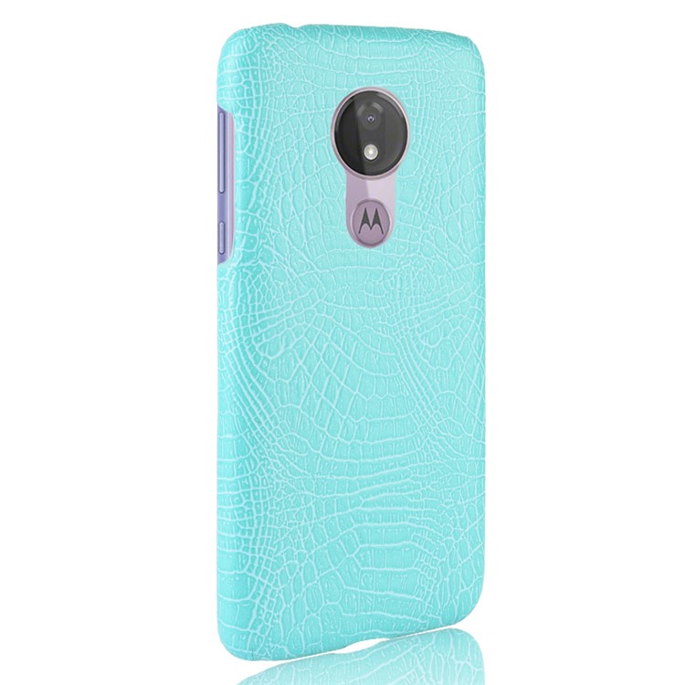 Crocodile Texture PU Leather Coated PC Phone Cover for Motorola Moto G7 Power (US Version) - Cyan-4