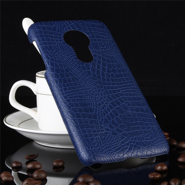 Crocodile Texture PU Leather Coated PC Phone Cover for Motorola Moto G7 Power (US Version) - Dark Blue-2