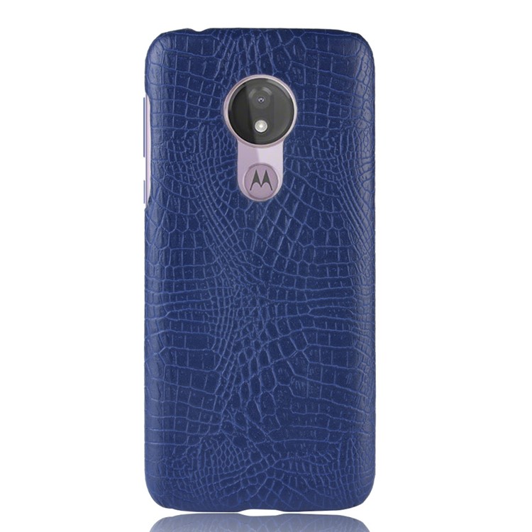 Crocodile Texture PU Leather Coated PC Phone Cover for Motorola Moto G7 Power (US Version) - Dark Blue-3