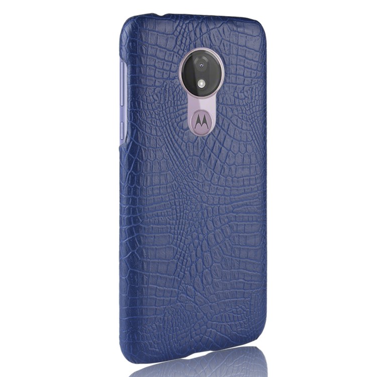 Crocodile Texture PU Leather Coated PC Phone Cover for Motorola Moto G7 Power (US Version) - Dark Blue-4