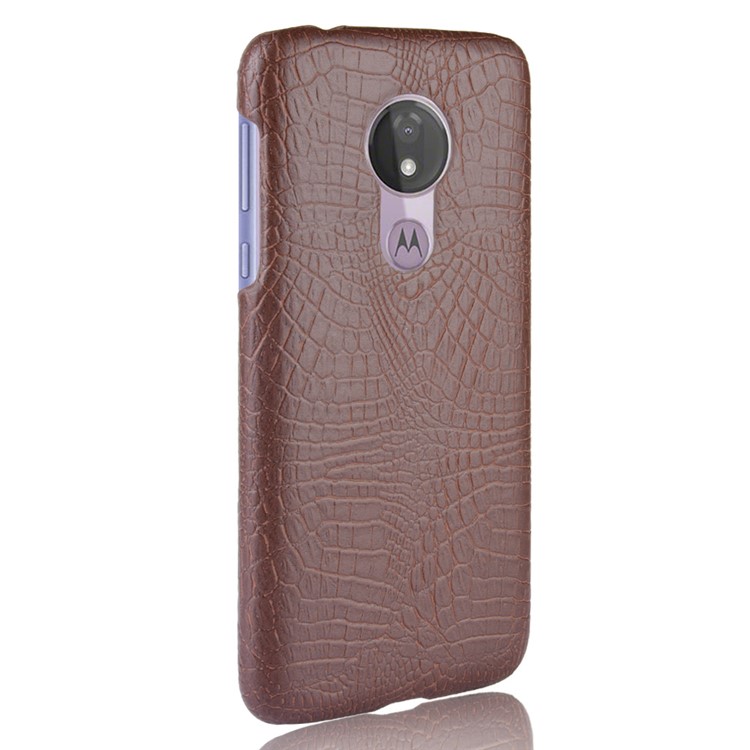 Krokodilbeschaffenheit PU-Leder Beschichtete PC-Telefonabdeckung Für Motorola G7 (US-Version) - Braun-4